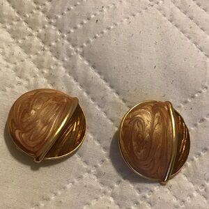Elegant Gold and Brown Swirl  Earrings Vintage